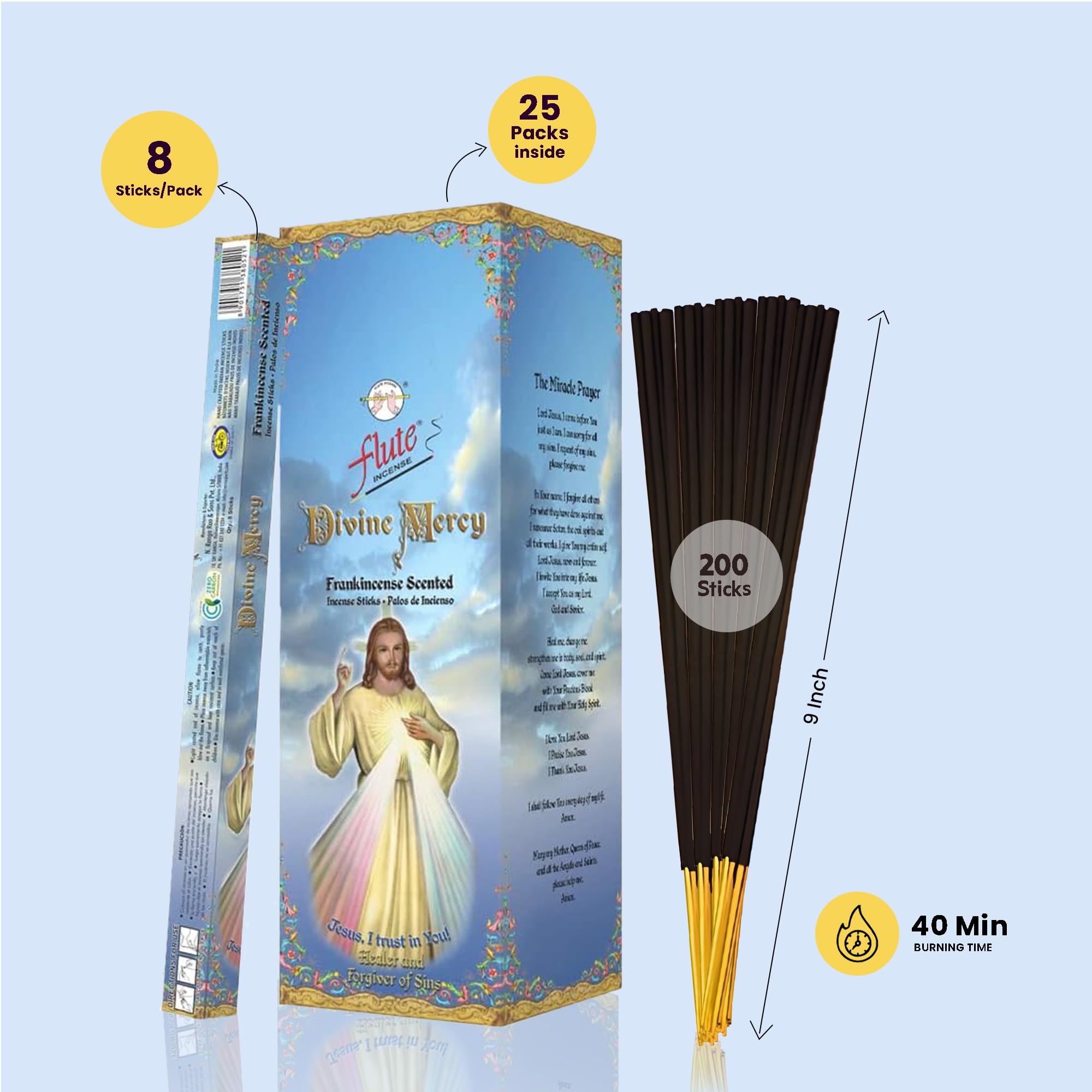 Amazon.com: Flute Divine Mercy Christian Incense Sticks